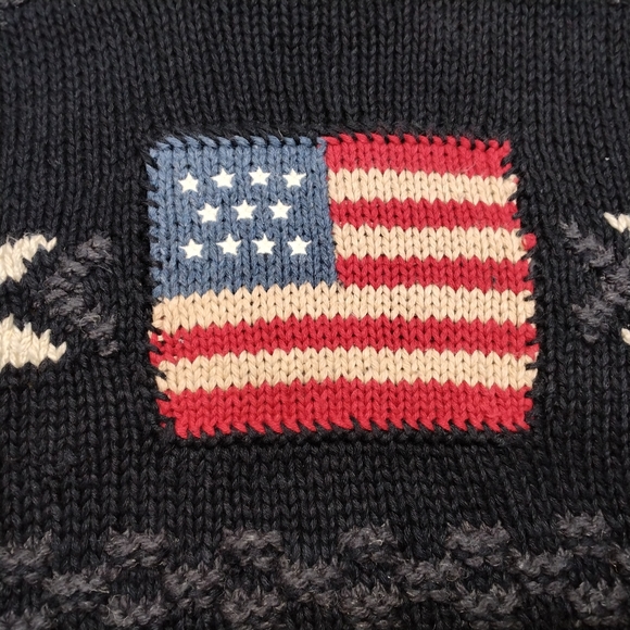 Ralph Lauren Vintage Rare Crewneck AMERICAN FLAG Polo Sport Sweater - Picture 11 of 11